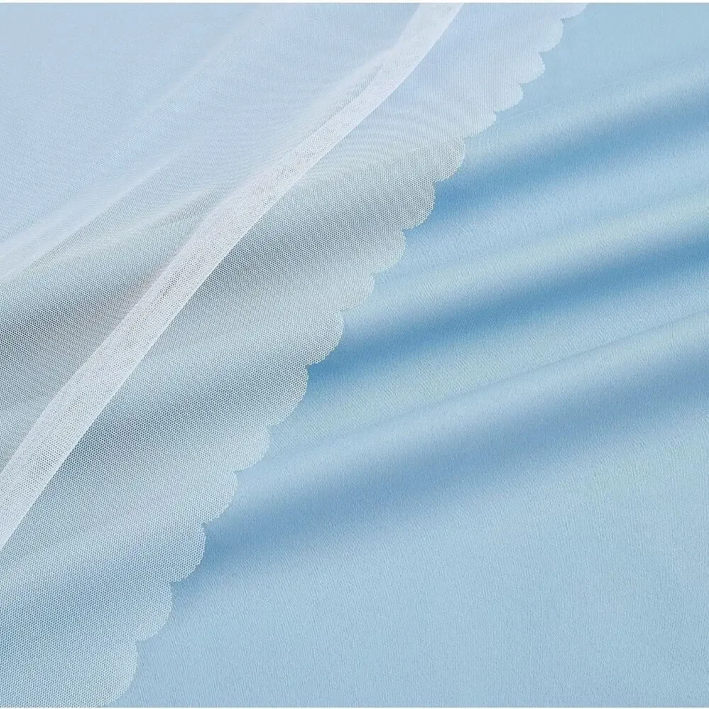 NEW Bujasso Double Layer 80% Blackout Curtains with Sheer Overlay, Sky Blue 84